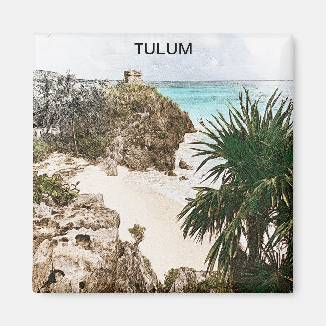 Tulum Mexico Tropische Landschaft Souvenir Magnet (Vorne)