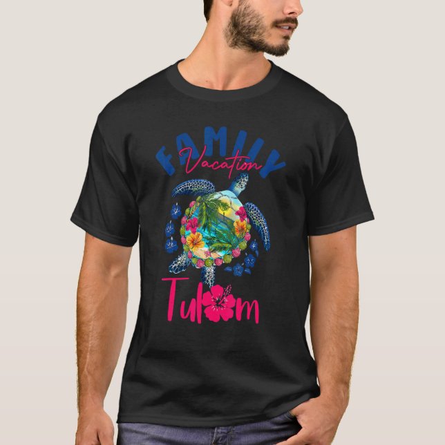 Tulum Mexico Vacation Sea Blue Turtle Family Match T-Shirt (Vorderseite)