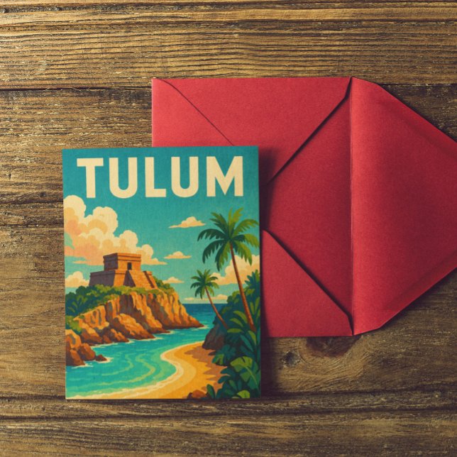 Tulum Mexico Vintage Reisen Art Postkarte (Vintage Tulum Mexico Travel Postcard)