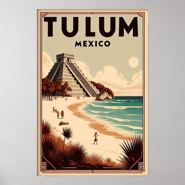 Tulum Mexico Vintage Travel Poster (Vorne)