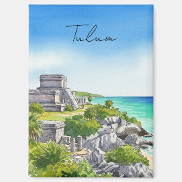 Tulum Mexico Watercolor Magnet
