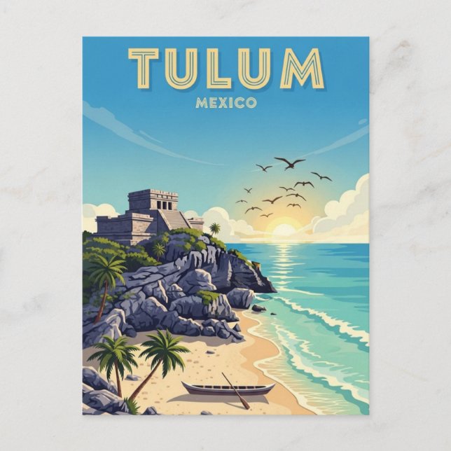 Tulum Mexico Watercolor Postkarte (Vorderseite)