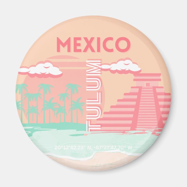Tulum, Mexiko, Reisekunst Magnet (Vorne)