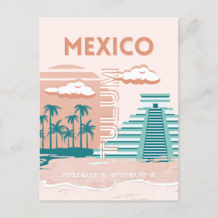 Tulum, Mexiko, Reisekunst, Retro Feiertagspostkarte
