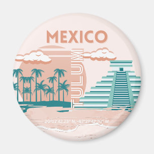 Tulum, Mexiko, Reisekunst, Retro Magnet