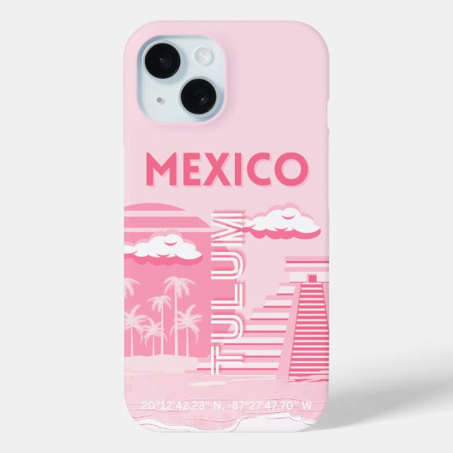 Tulum, Mexiko, Reisekunst, rosa Kunst Case-Mate iPhone Hülle (Rückseite)
