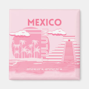 Tulum, Mexiko, Reisekunst, rosa Kunst Magnet