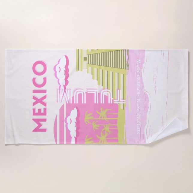 Tulum, Mexiko, Reisekunst, Rosa Strandtuch (Vorderseite)