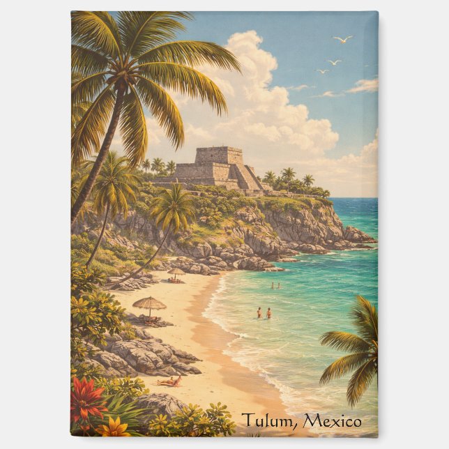 Tulum Mexiko Retro-Strandziel Magnet (Vorderseite)