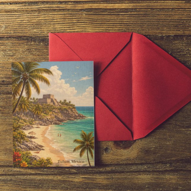 Tulum Mexiko Retro-Strandziel Postkarte (Tulum Mexico Retro Beach Destination Postcard
)