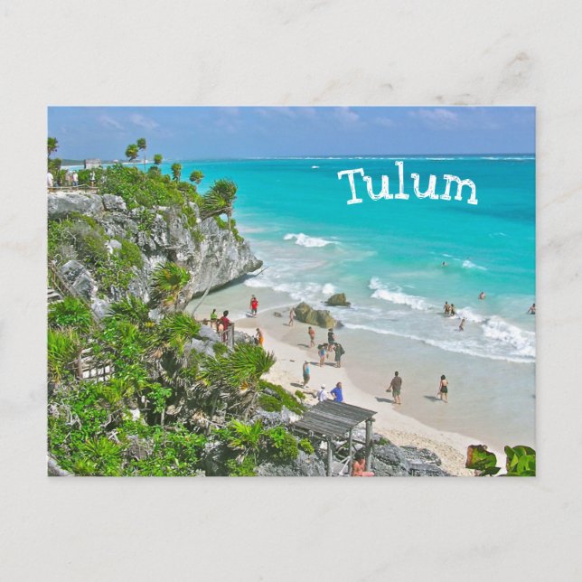 TULUM (Mexiko) RUINEN ÜBER STRAND UND KARIBIK Postkarte (Vorderseite)