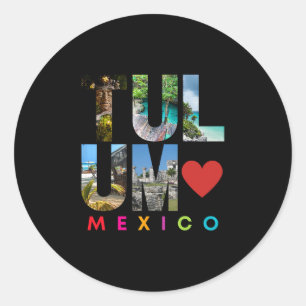 Tulum Mexiko Urlaub Strand passende Familiengruppe Runder Aufkleber