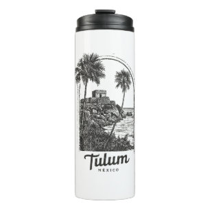 Tulum Mexiko Vintage Reiseziel Mayan Ruine Thermosbecher