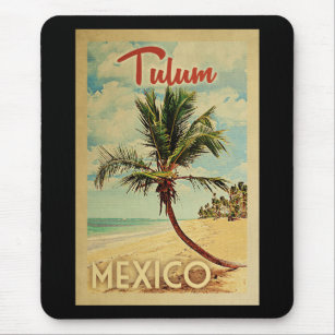 Tulum Palm Tree Vintage Travel Mousepad