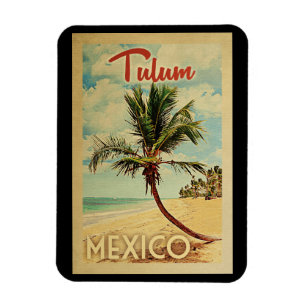 Tulum-Palme-Vintage Reise Magnet