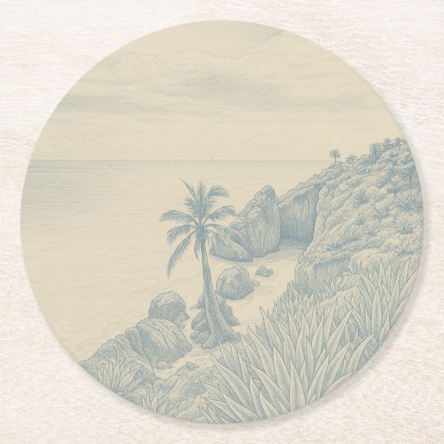 Tulum-Papierserviette Runder Pappuntersetzer (Vorderseite)