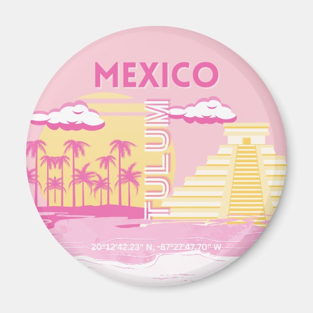 Tulum, Reisekunst, Preppy Art, Pink Magnet (Vorne)