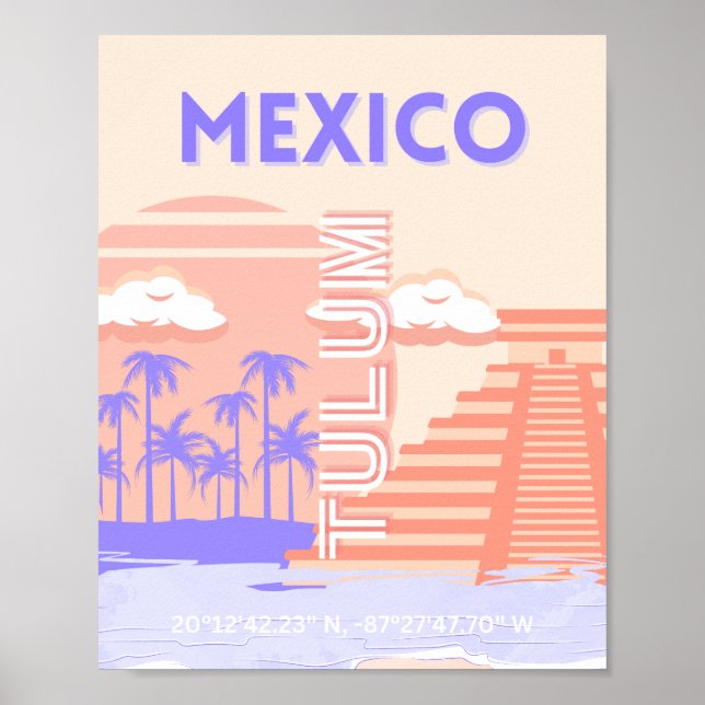 Tulum, Travel Art, Retro Art Poster (Vorne)