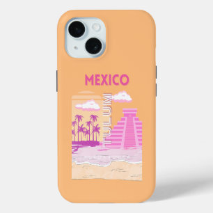 Tulum, Travel Art, Retro Art, Rosa, Orange Case-Mate iPhone Hülle