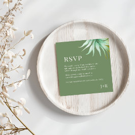 Tulum Watercolor Tropical Gold Palm Destination QR Begleitkarte