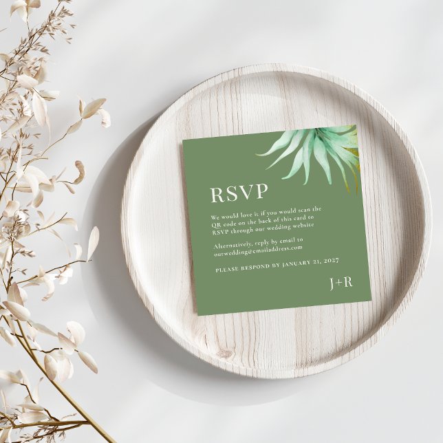 Tulum Watercolor Tropical Gold Palm Destination QR Begleitkarte (Von Creator hochgeladen)