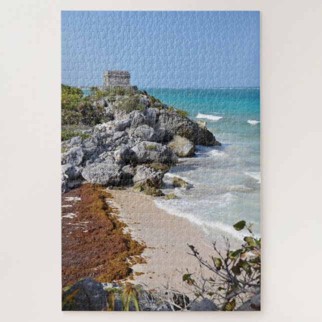 Tulum Yucatan Mexiko Alte Ruinen Meer Landschaft Puzzle (Vertikal)