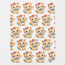 Tumble das Kätzchen Regenbogen Baby Fleece Decke