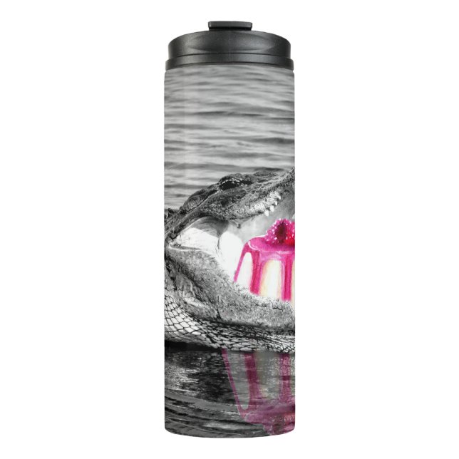 Tumbler Black & White Alligator & Cheesecake Thermosbecher (Vorderseite)