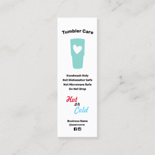 Tumbler Care Instructions Business Card Mini Visitenkarte