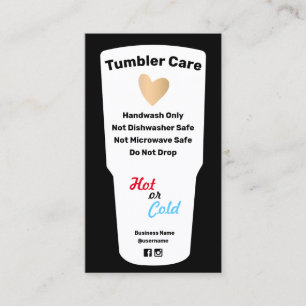 Tumbler Care Instructions Business Card Visitenkarte