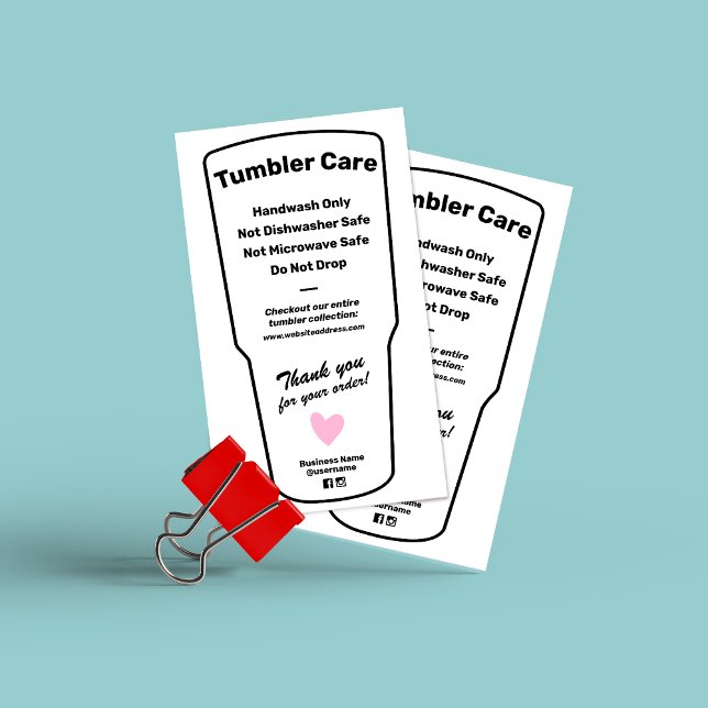 Tumbler Care Instructions Business Card Visitenkarte (Von Creator hochgeladen)
