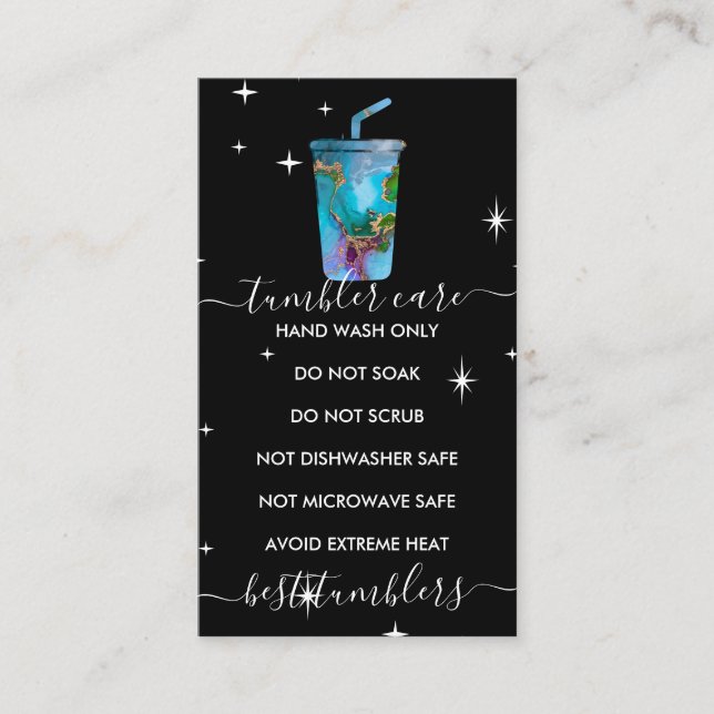 Tumbler Care Logo ombre marbel Textur schwarz Visitenkarte (Vorderseite)