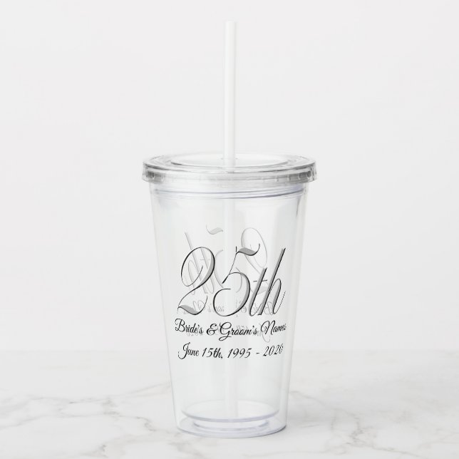 Tumbler - Personalisiert 25. Hochzeitstag Acryltrinkbecher (Vorderseite)