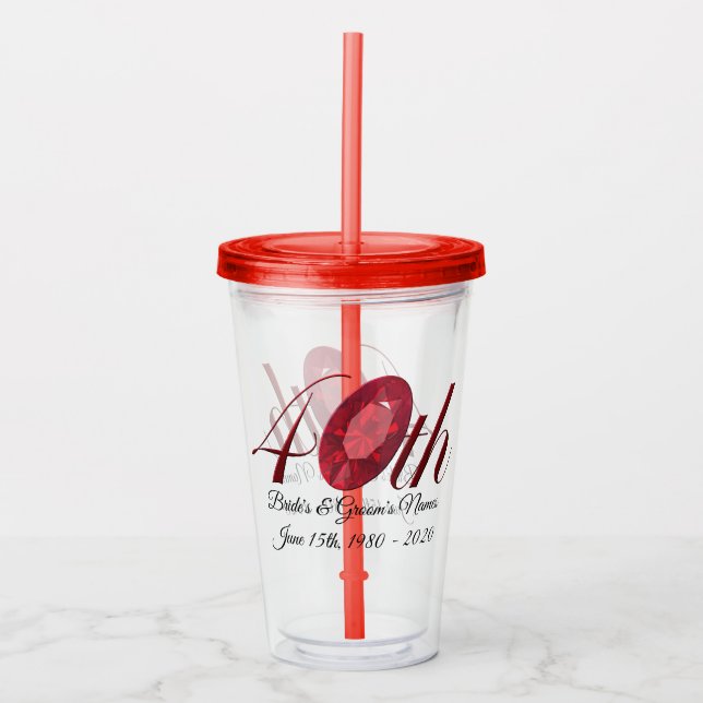 Tumbler - Personalisiert 40. Hochzeitstag Acryltrinkbecher (Vorderseite)