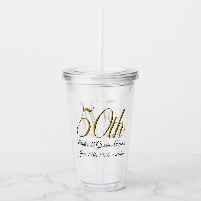 Tumbler - Personalisiert 50. Hochzeitstag Acryltrinkbecher (Vorderseite)