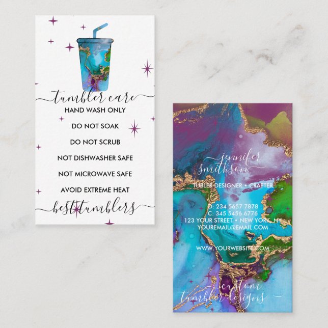 Tumbler-Pflegelogo mit Textur Visitenkarte (Vorne/Hinten)
