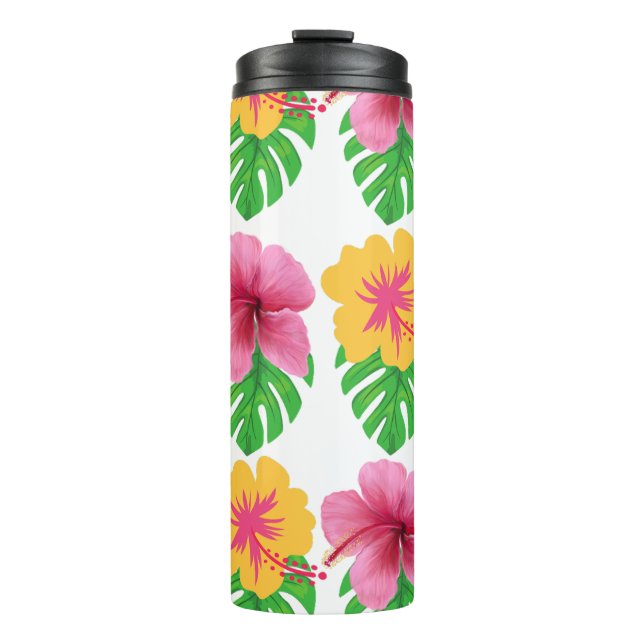 Tumbler with tropical flowers  thermosbecher (Vorderseite)