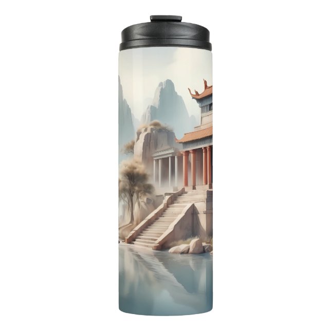 Tumblers - Serene Ancient Temple by the River Thermosbecher (Vorderseite)