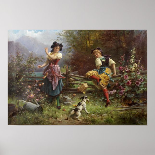 Tumbling Apples von Hans Zatzka - Poster (Vorne)