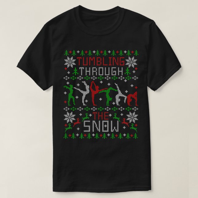 Tumbling Gymnastik Ugge Weihnachts Sweater Party T-Shirt (Design vorne)