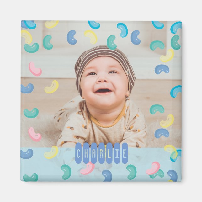 Tumbling Jelly Beans Niedliches Baby Foto Magnet (Vorne)