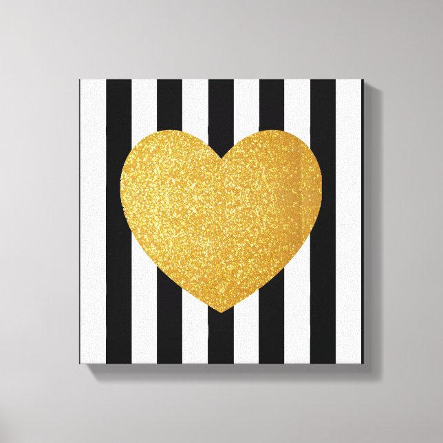TUMBLR WALL ART GOLD GLITZER HERZ LEINWANDDRUCK (Vorderseite)