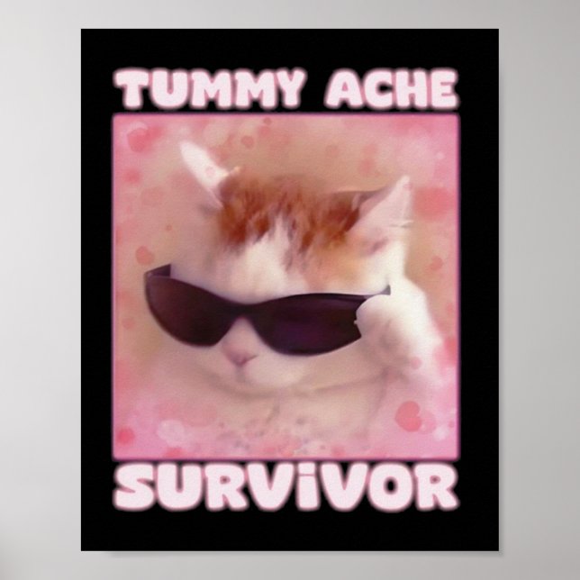 Tummy Ache Survivor Cat Funny Poster (Vorne)