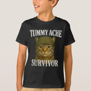 Tummy Ache Survivor Cat Meme Funny Kitten Geschenk T-Shirt
