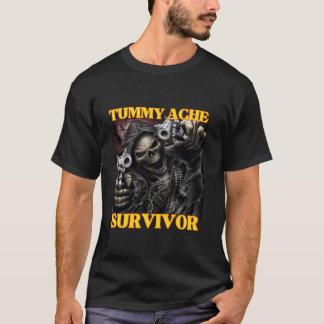 Tummy Ache Survivor Funny Cool Edgy Hard Skelett T-Shirt
