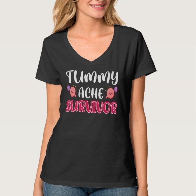 Tummy Ache Survivor Stomachache Awareness Apparel  T-Shirt (Vorderseite)