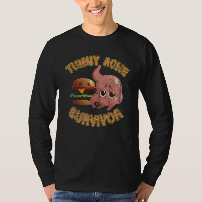 Tummy Ache Survivor Vintage Retro T-Shirt (Vorderseite)