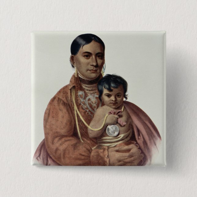 , Tun-Hon-Gehen eine Osage-Frau Button (Vorderseite)