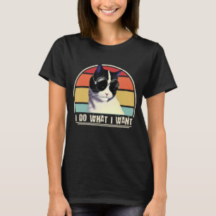 Tun Sie, was ich Schwarz-weiße Katze Spaß Kitten R T-Shirt