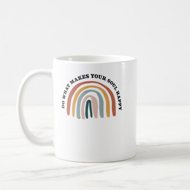 Tun Sie, was Ihr Soul glücklich macht Regenbogen Kaffeetasse (Links)